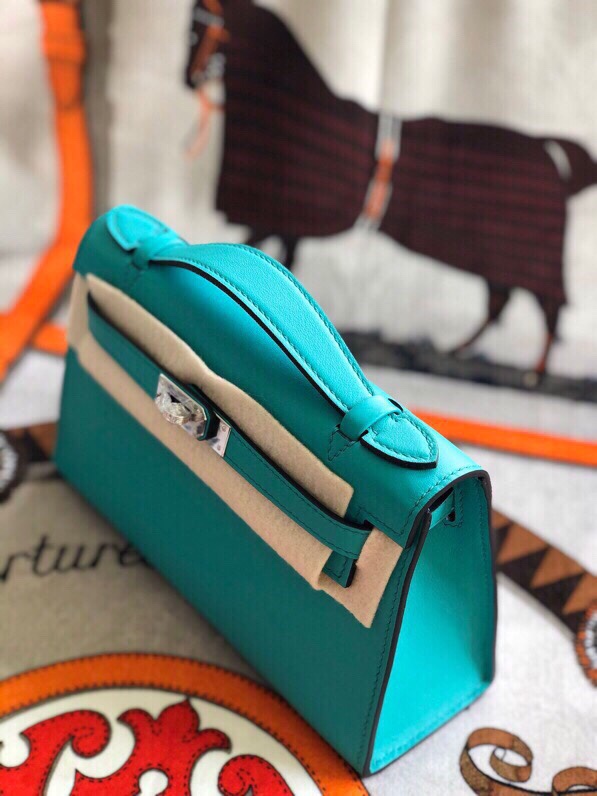 에르메스 미니 켈리백22 베르트베로나 은장 스위프트